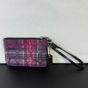 Coach Tartan Plaid Wristlet – Pink & Purple